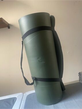 Olive Green Yoga Mat with Carry Strap